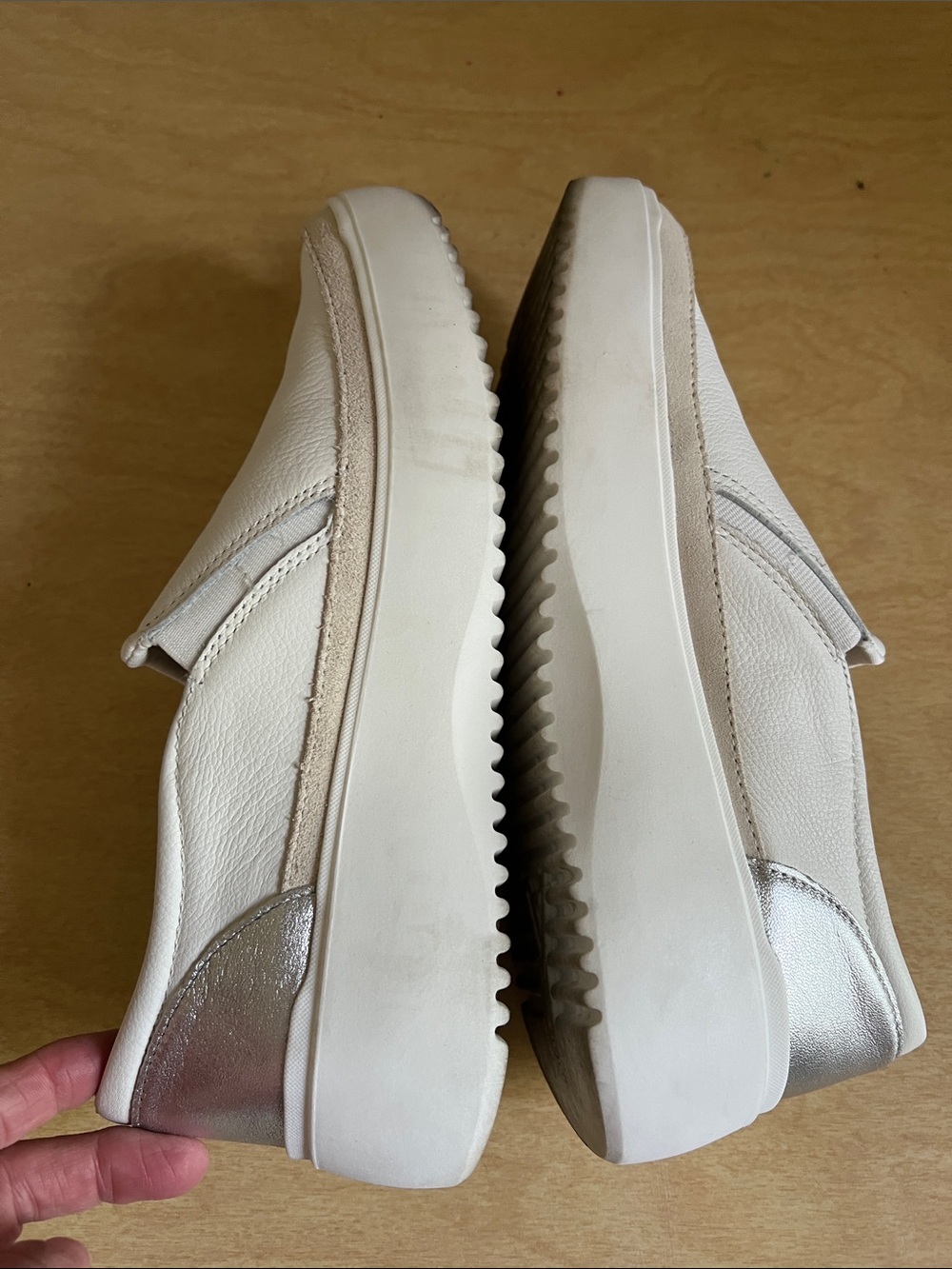 Vionic White Slip-On Mules with Silver Heel Accent - Picture 5 of 5